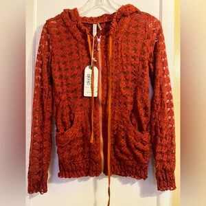 Murmur lace embroidered hoodie jacket